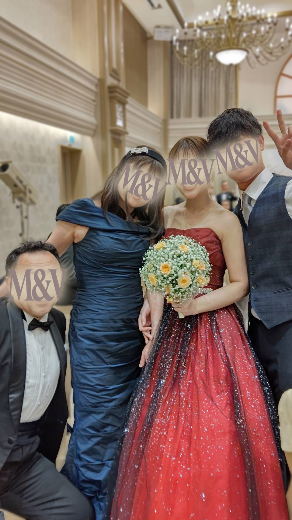 実際の結婚式 母親 フォーマルドレスL011ネイビー